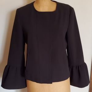Banana Republic Black Fluted Ruffle Sleeve Blazer